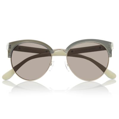 Light green clubmaster-style sunglasses